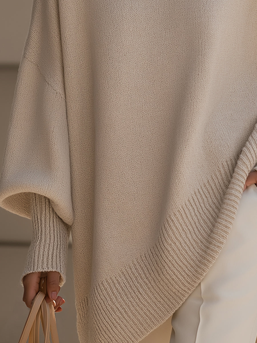 Maglione oversize a pipistrello con orlo asimmetrico "Avelina"