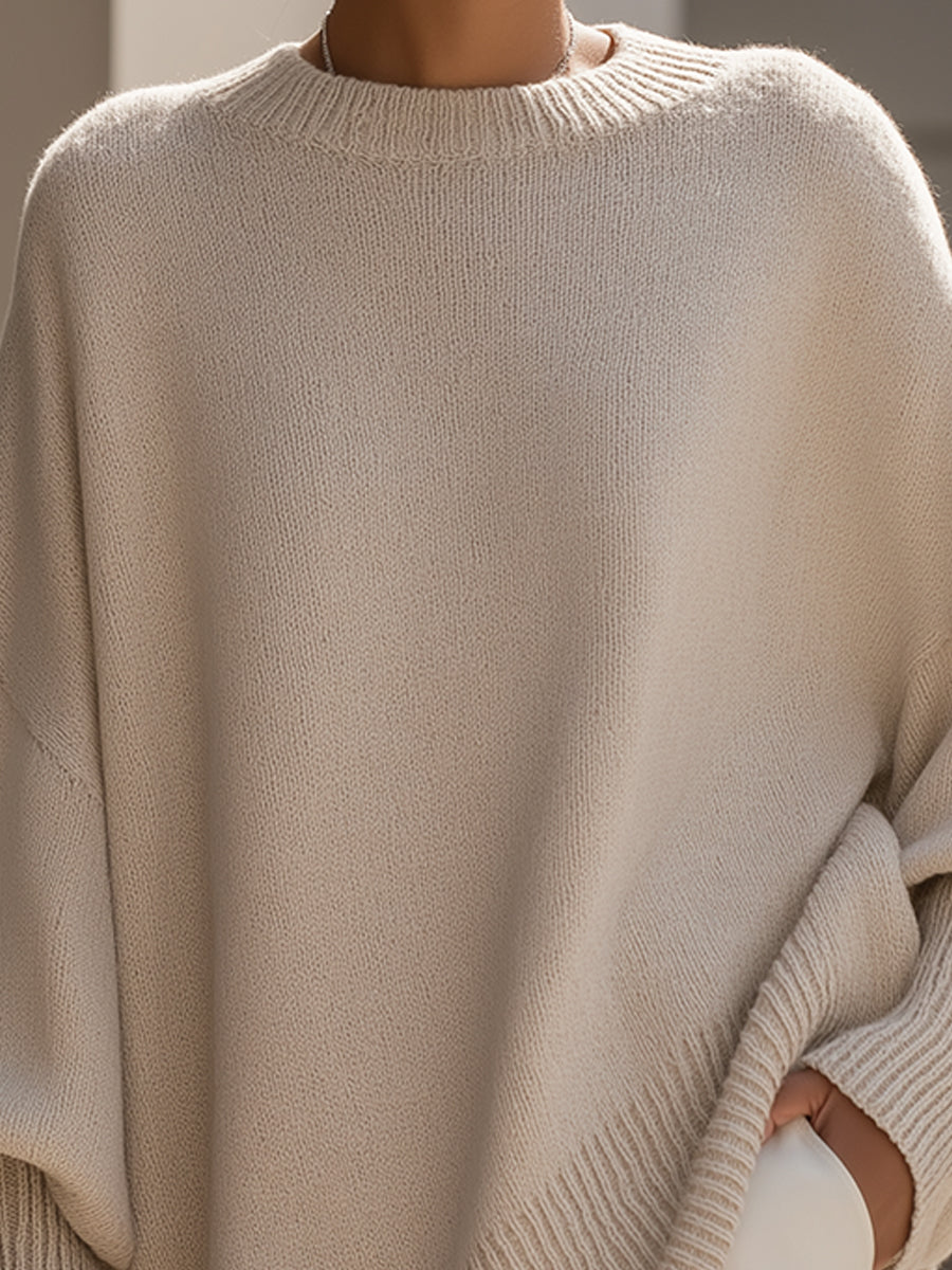 Maglione oversize a pipistrello con orlo asimmetrico "Avelina"