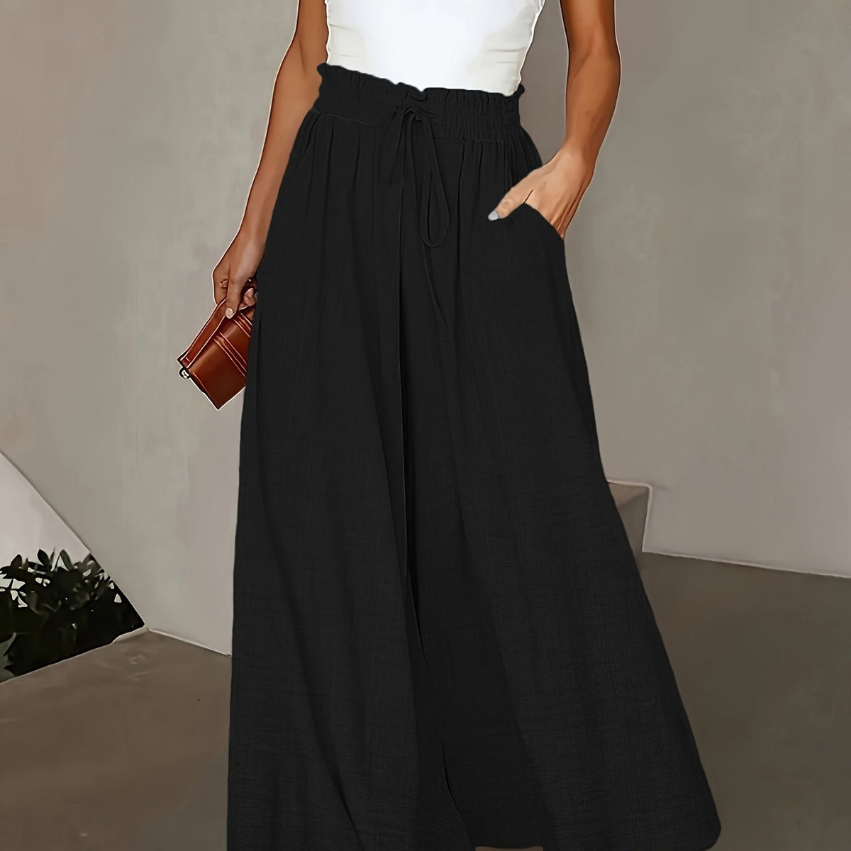 Pantaloni palazzo fluidi con coulisse "Gloria"