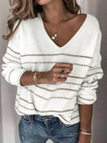 Maglione a righe con scollo a V "Serena"