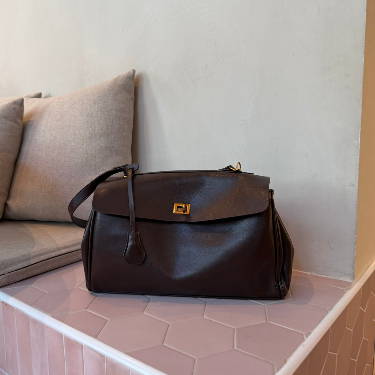 Borsa a spalla vintage con patta "Elettra"