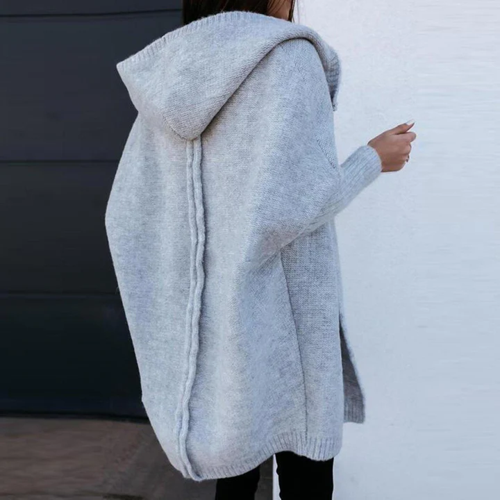 Élodie | Cardigan Long à Capuche en Maille Douce