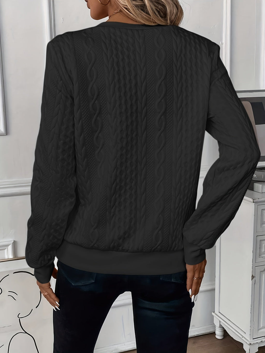 Maglia con mezza zip e motivo a trecce "Lucilla"
