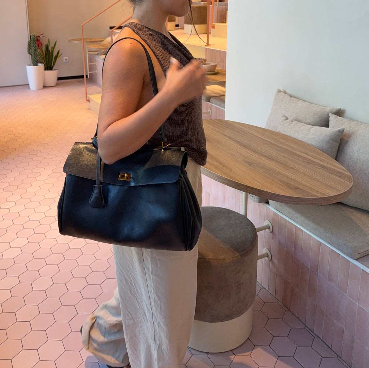 Borsa a spalla vintage con patta "Elettra"