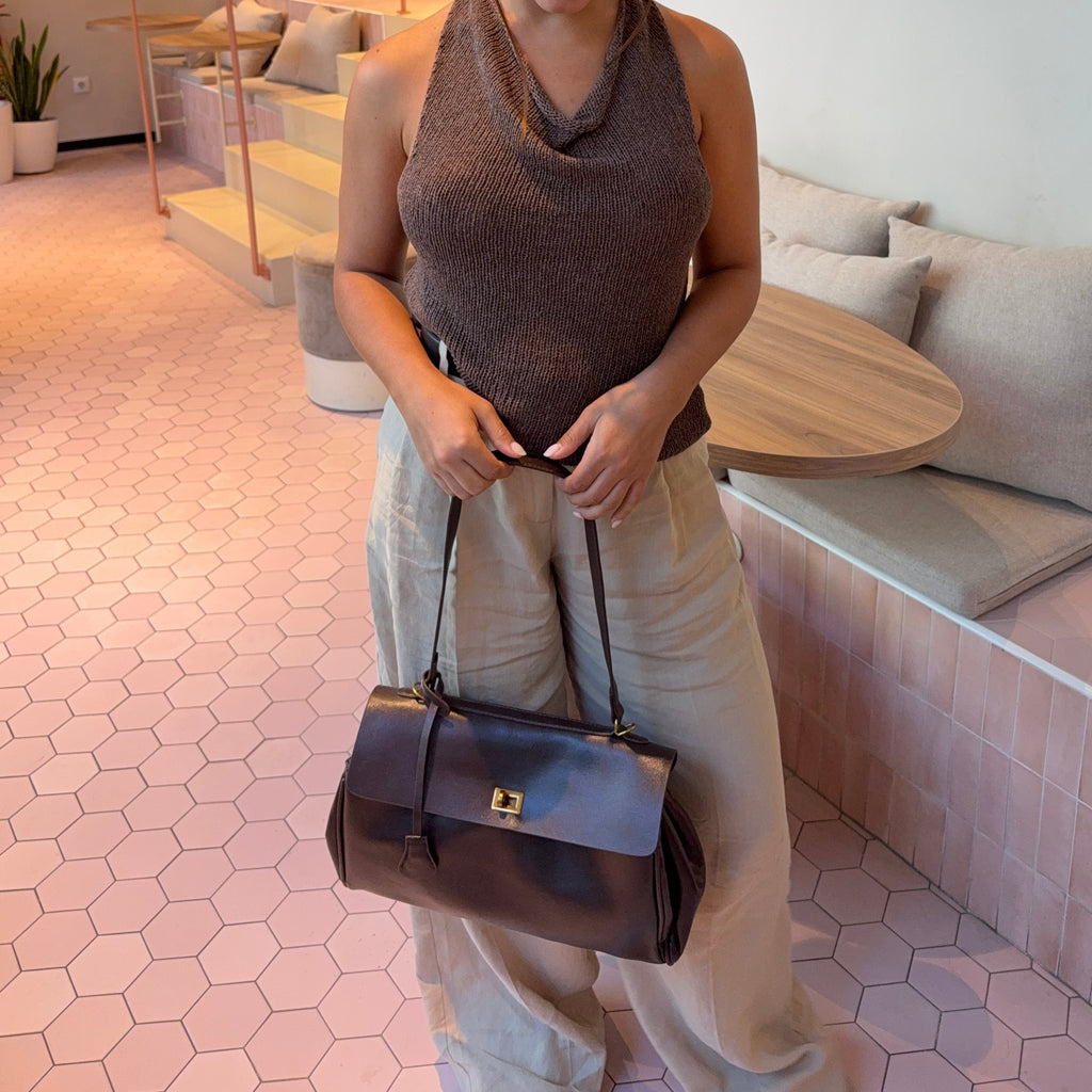 Borsa a spalla vintage con patta "Elettra"