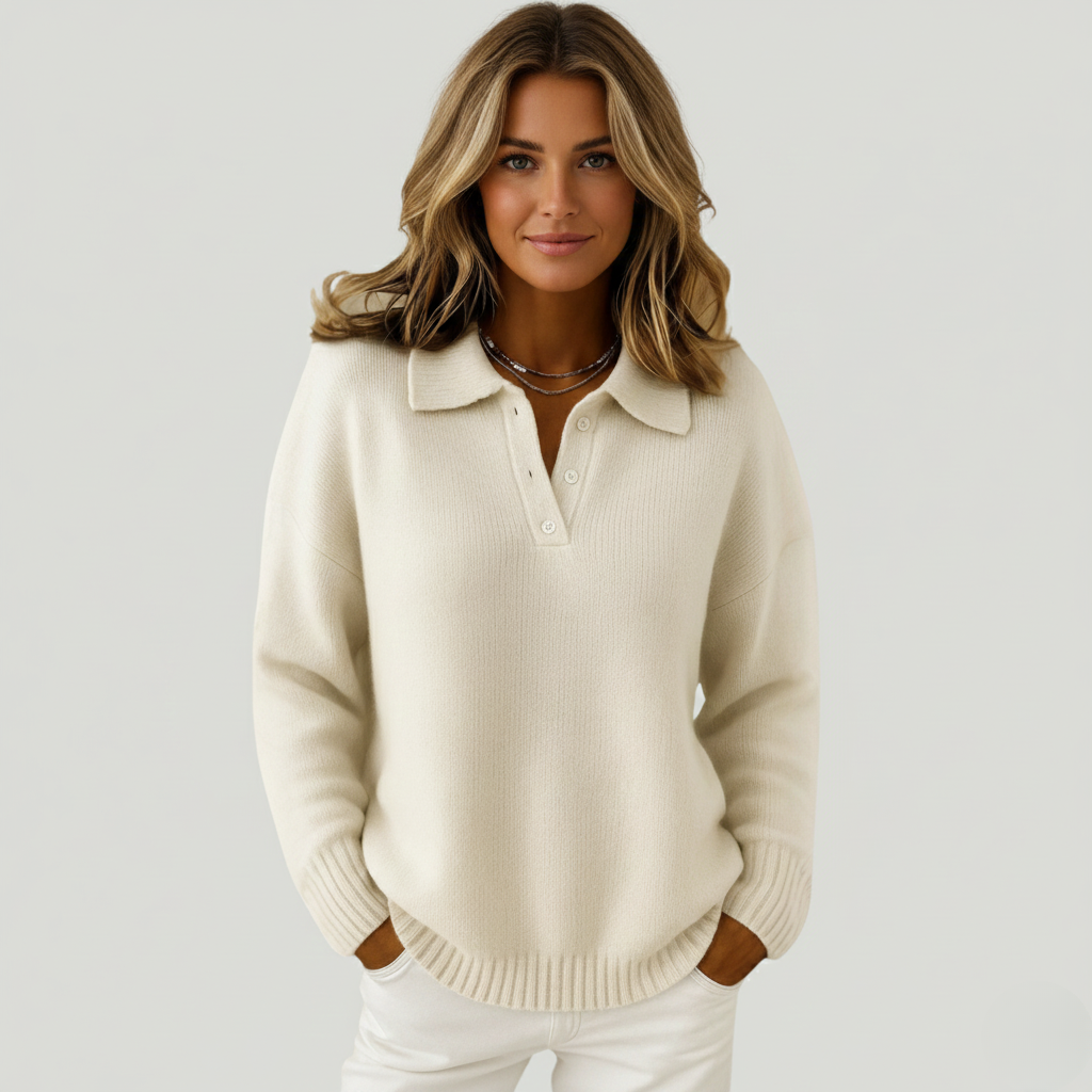 Maglione con colletto polo e bottoni "Lavinia"