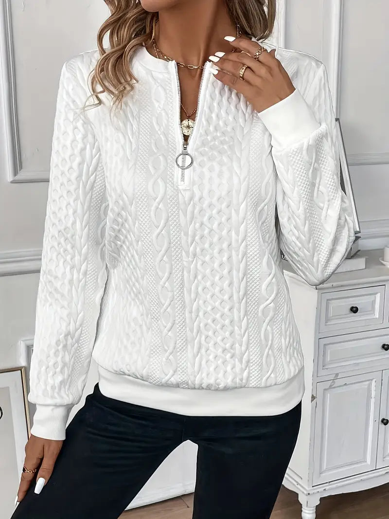 Maglia con mezza zip e motivo a trecce "Lucilla"