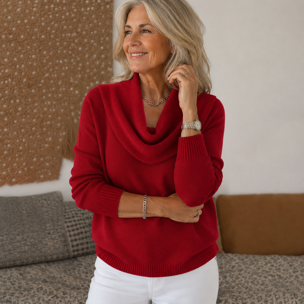 Maglione con collo drappeggiato "Marcella"