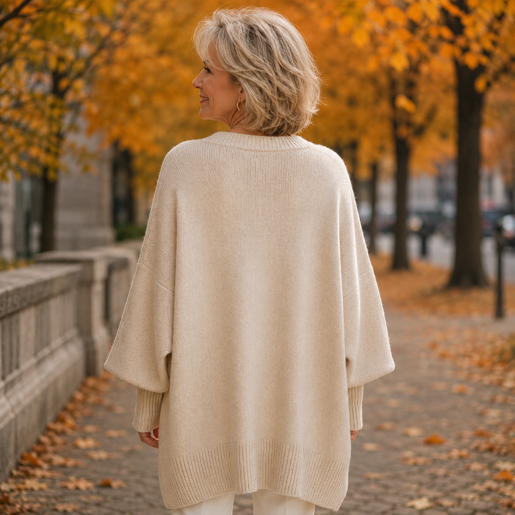 Maglione oversize a pipistrello con orlo asimmetrico "Avelina"
