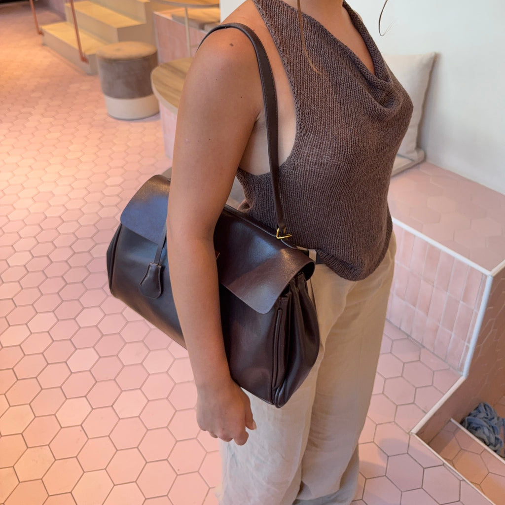 Borsa a spalla vintage con patta "Elettra"