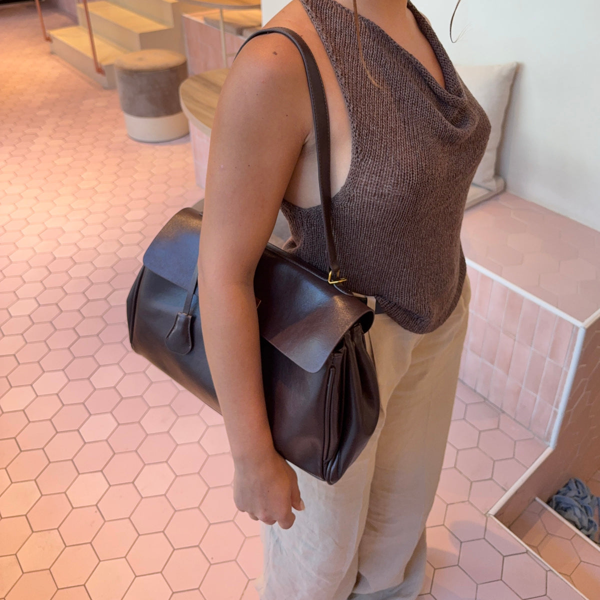 Borsa a spalla vintage con patta "Elettra"