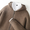 Cardigan con cappuccio e zip in lana merino "Manuela"