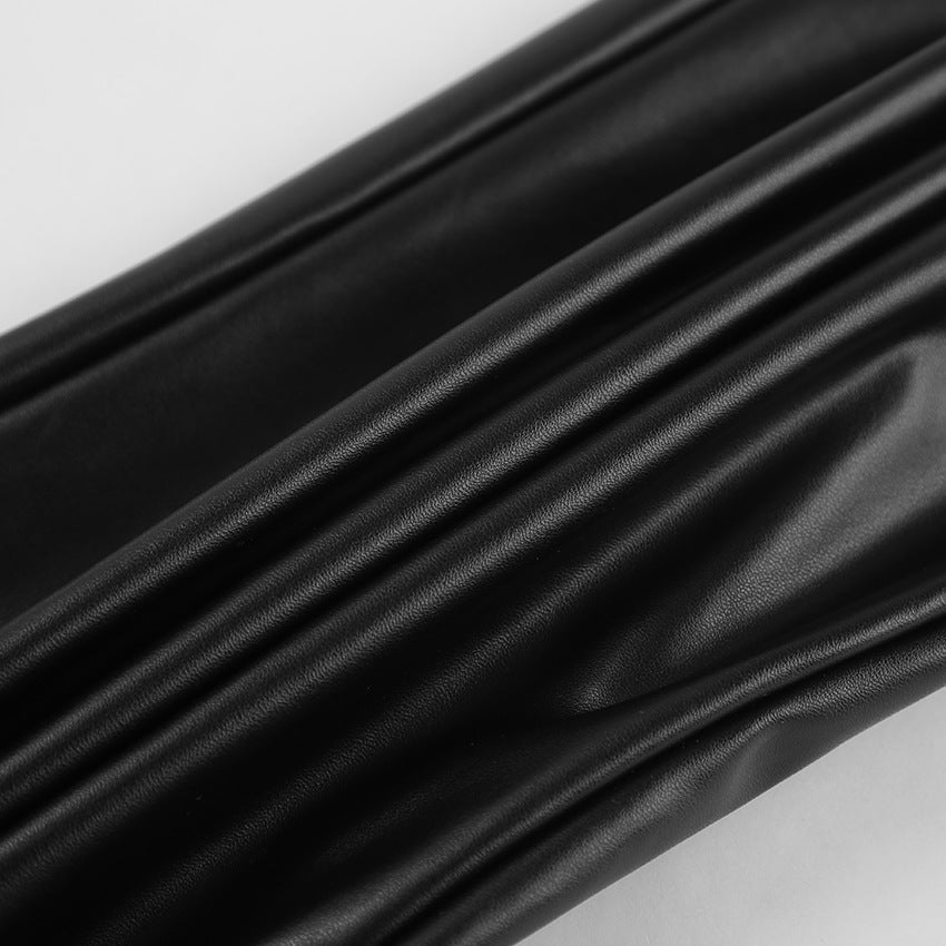 Pantaloni dritti effetto pelle a vita alta "Rachele"