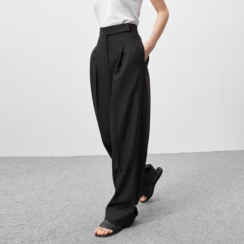 Pantaloni sartoriali a vita alta con risvolto "Nives"