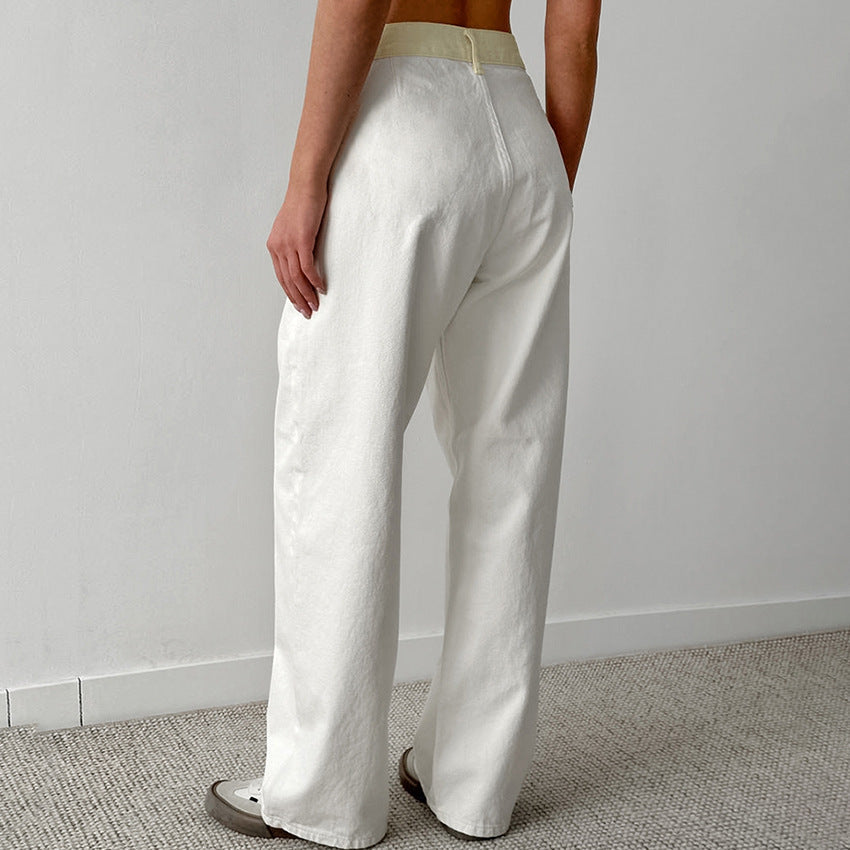 Jeans baggy bicolore con vita a contrasto "Asia"