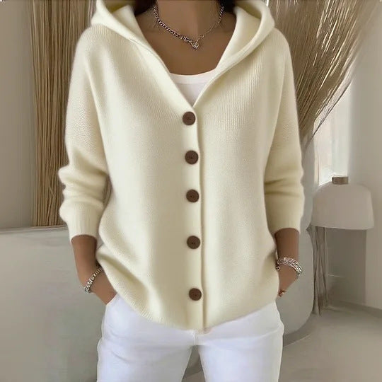 Cardigan con cappuccio e bottoni "Giuseppina"