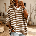 Poncho in maglia a righe con cappuccio "Bruna"
