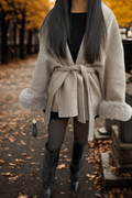 Cappotto a vestaglia con polsini in ecopelliccia "Allegra"