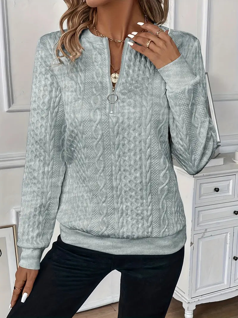 Maglia con mezza zip e motivo a trecce "Lucilla"