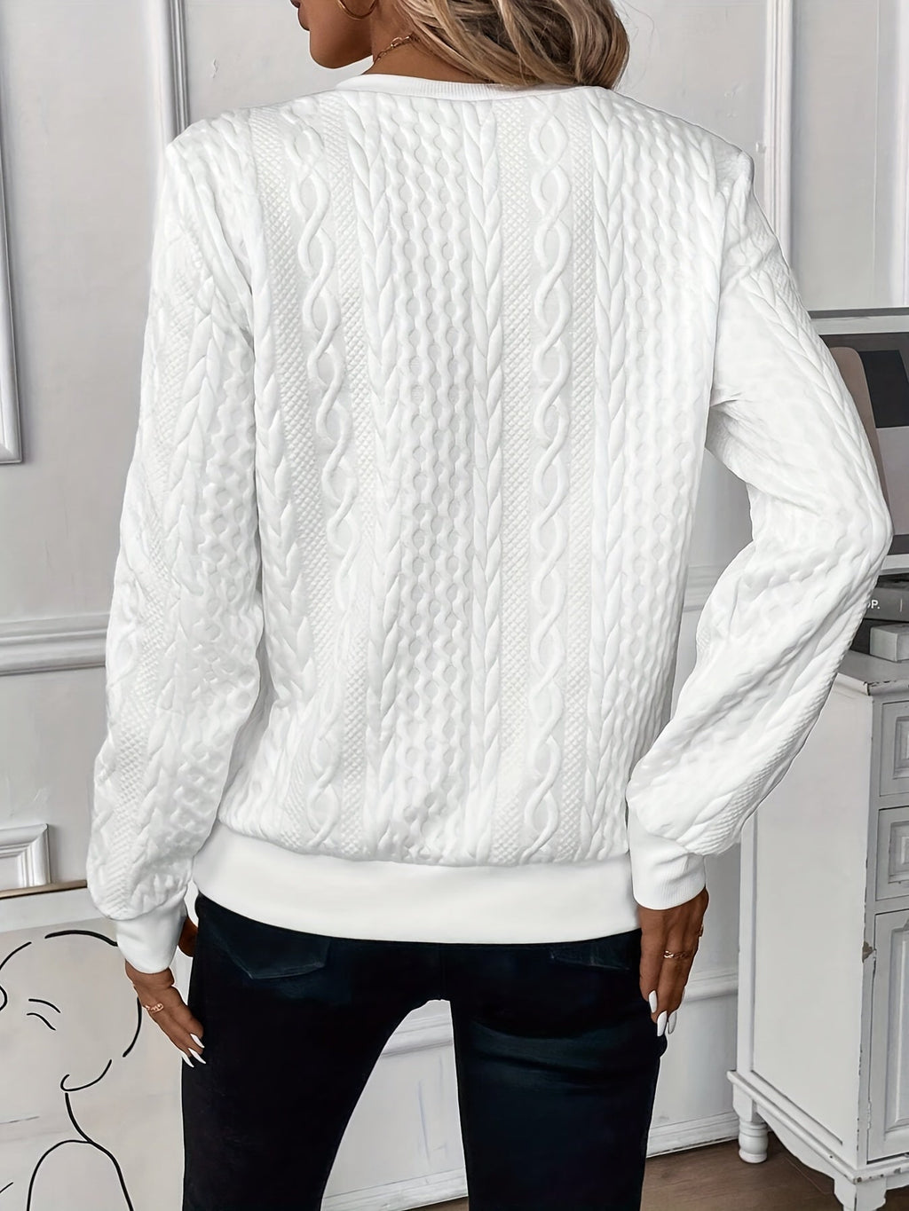 Maglia con mezza zip e motivo a trecce "Lucilla"