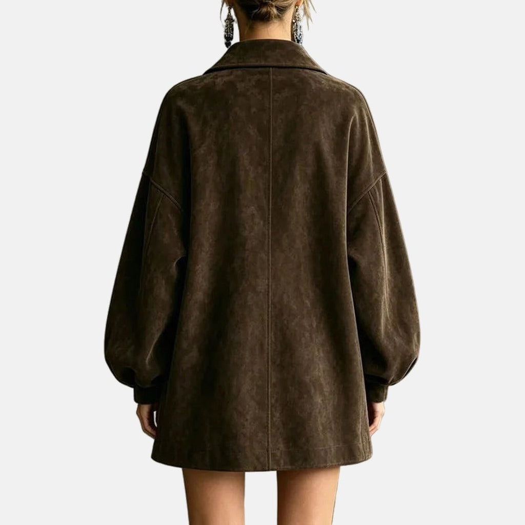 Cappotto oversize effetto scamosciato con bottoni dorati "Amelia"