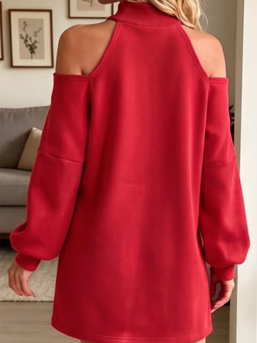 Abito rosso in maglia con fiocco "Natalia"