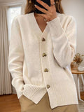 Cardigan con scollo a V e bottoni a cuore "Loretta"