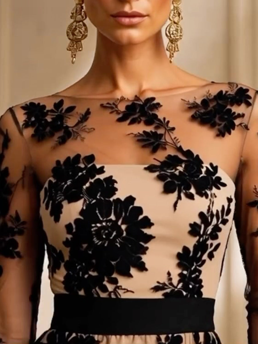 Abito midi in pizzo e tulle "Valentina"