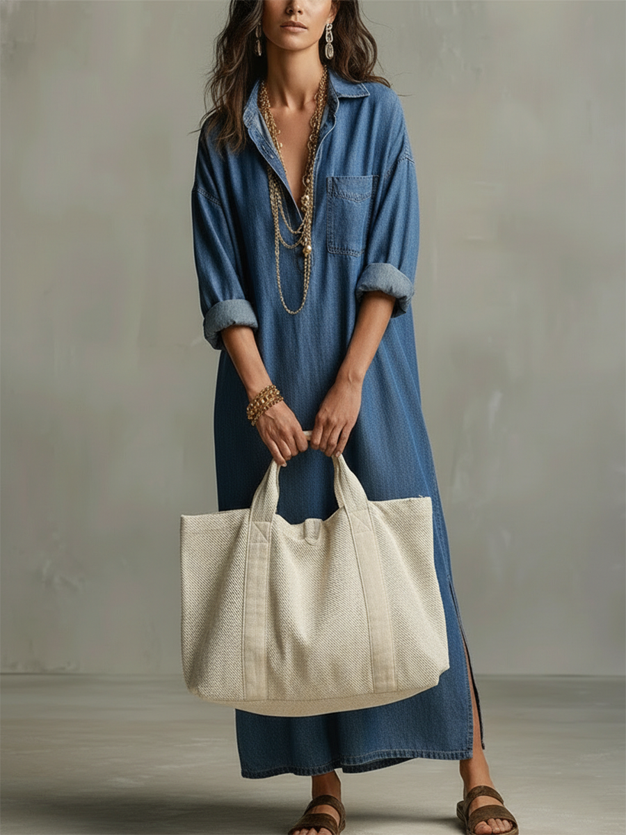 Abito camicia in denim a maniche lunghe "Daniela"