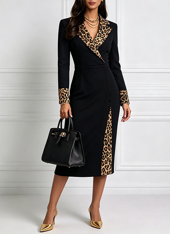 Abito midi blazer con dettagli leopardati "Isabella"