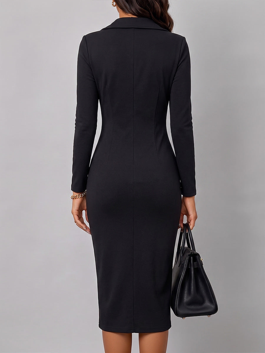 Abito midi con revers e zip "Alessandra"