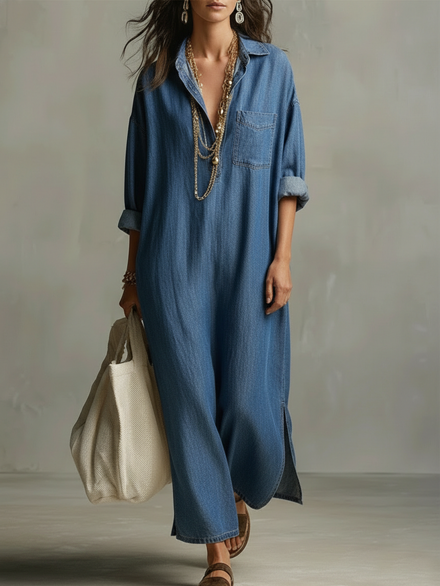 Abito camicia in denim a maniche lunghe "Daniela"