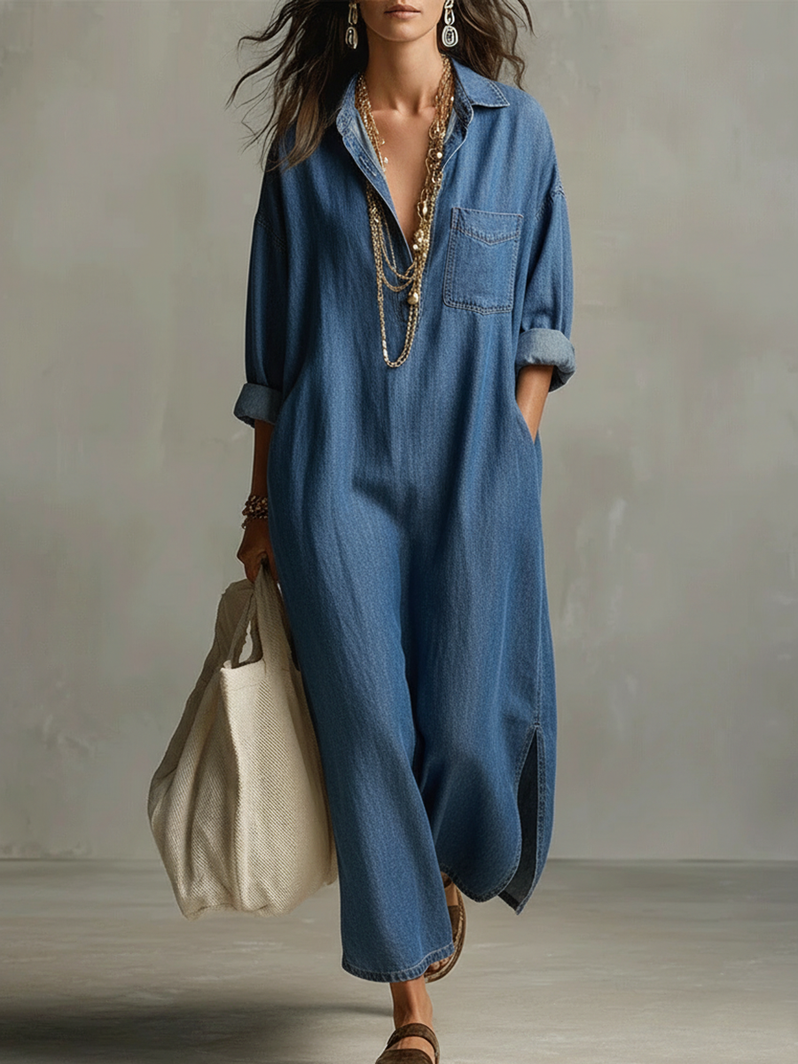Abito camicia in denim a maniche lunghe "Daniela"