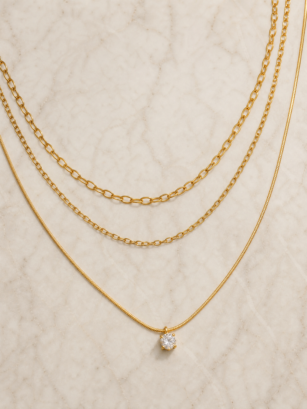 Collana a tre fili con punto luce "Sérénade"