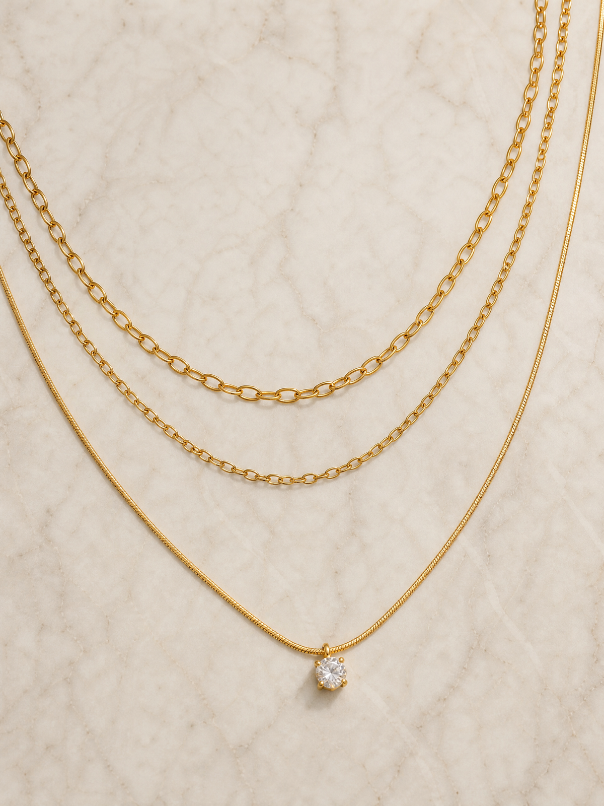 Collana a tre fili con punto luce "Sérénade"