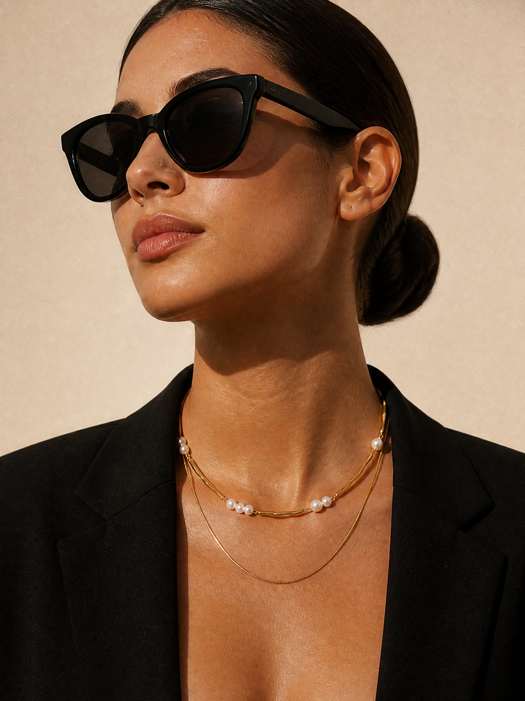 Collana a doppio filo con perle "Dune"