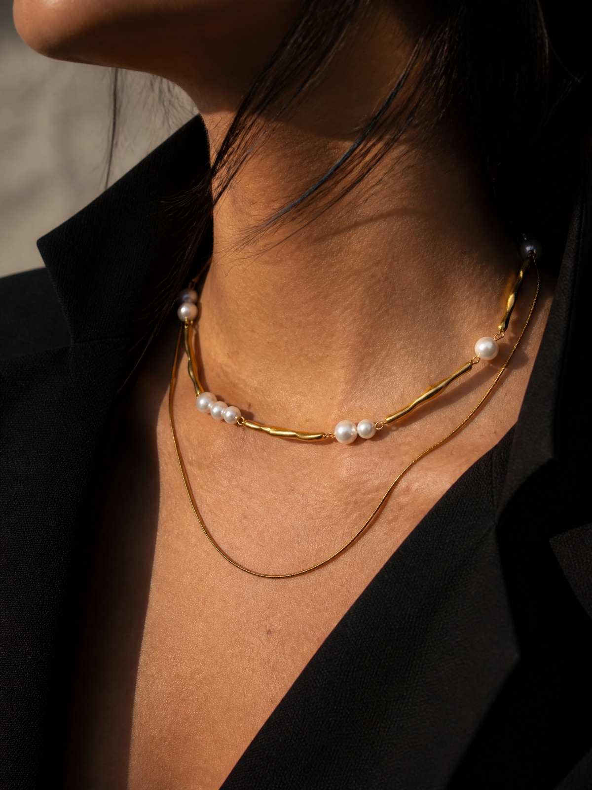 Collana a doppio filo con perle "Dune"