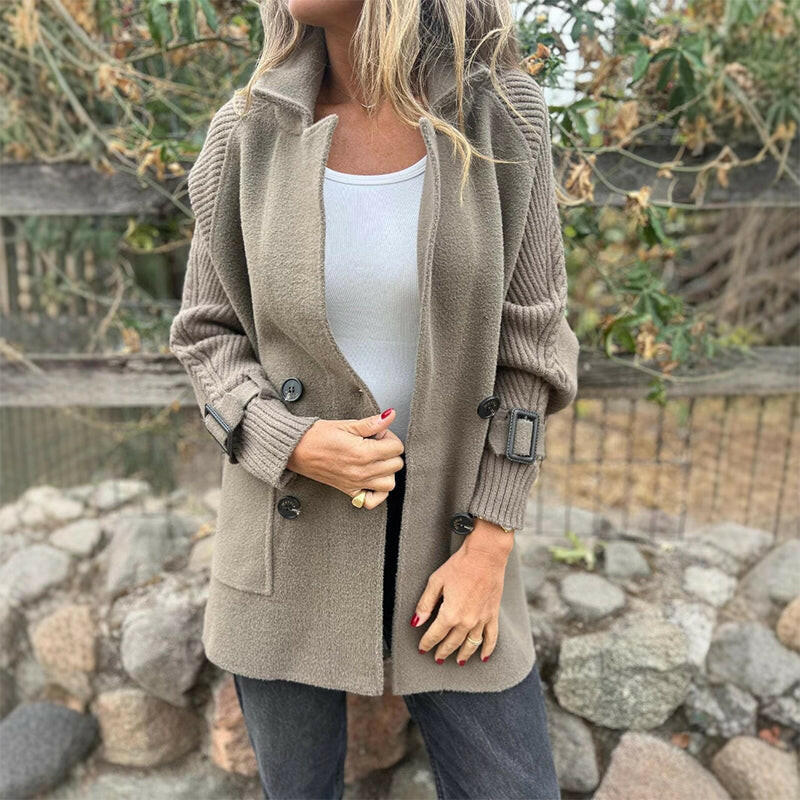 Cappotto doppiopetto con maniche in maglia "Fiamma"
